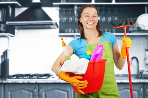 Newbury Park carpet cleaners using protective gear during a cleaning task